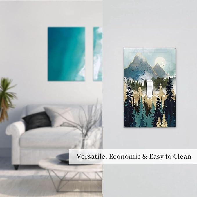 Boho Mountain Forest Abstract Sunset Sunrise Sun 1 Gang Light Switch Covers Single Toggle Wall Plate Decorative Switchcover Electrical Switchplate for Country Bathroom Bedroom Decor