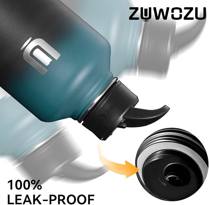 1 Gallon Water Bottle Insulated, 128oz Large Stainless Steel Water Bottles with Straw, Spout & Handle Lid, Big 1 Gallon Water Jug with Carrier Bag w/Strap, Perfect for Hot&Cold Drinks,Blue