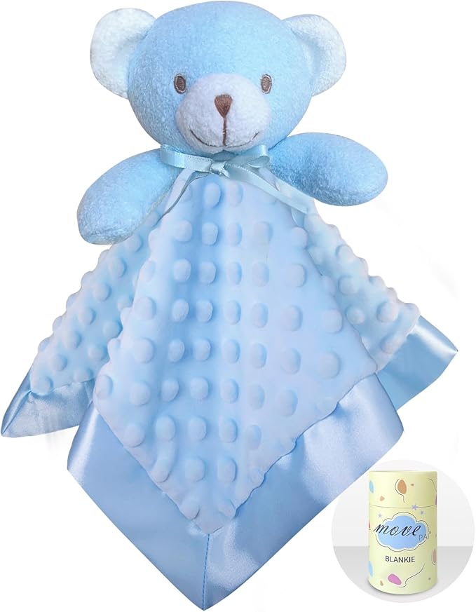 Blue Bear Baby Security Blanket Loveys for Babies Girls, 16" Soft Baby Lovey Blanket, Baby Snuggle Stuffed Animals Blankie, Baby Girls Gifts for Infant and Toddler