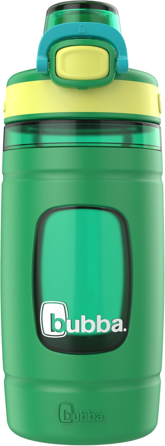 Bubba Kids Flo Silicone Sleeve and Wide Mouth, 16oz. Water Bottle, Medium, Fresh Fern