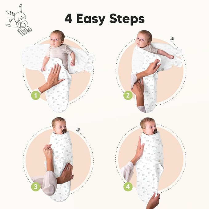 3-Pack Organic Baby Swaddle Sleep Sacks - Newborn Swaddle Sack, Ergonomic Baby Swaddles 0-3 Months, Swaddles for Newborns, Baby Sleep Sack, Baby Swaddle Blanket Wrap, Baby Essentials (Excavation)