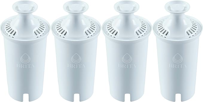 Brita Plus Water Filter, BPA-Free, High-Density Replacement Filter for Pitchers and Dispensers, Reduces 2x Contaminants*, Lasts Two Months or 40 Gallons, Includes 4 Filters