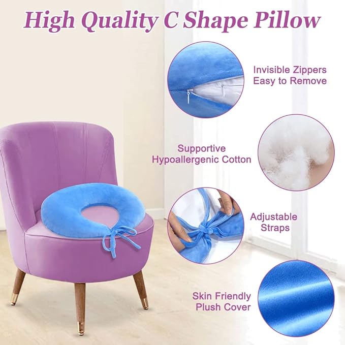 AOSSA BBL Pillow after Surgery Butt Brazilian Butt Lift Pillow BBL Sleeping Booty Pillow Booty for Sitting Sleeping Driving Lumbar Back Cushion Seat Foam (Blue)