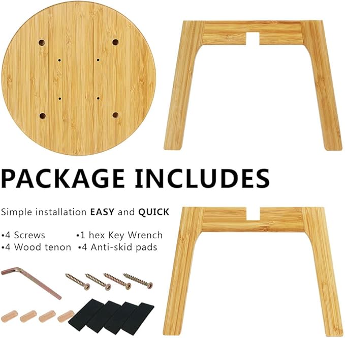 Bamboo Wooden Step Stool - Portable Stool - Foot Stool Bed Steps for High Beds for Adults Holds Up to 350lbs Sturdy Kids Step Stools for Kitchen Bathroom Bedroom Toilet (Large Round)