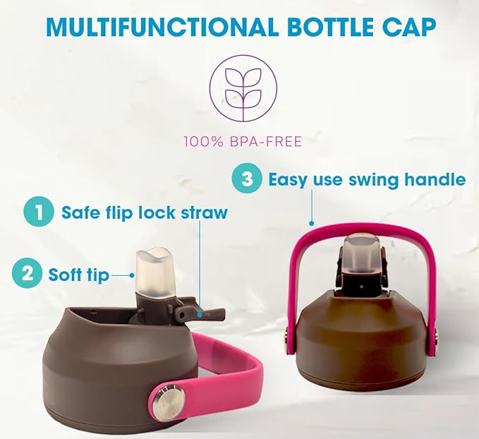 24oz Stainless Steel Vacuum Insulated Water Bottle with Straw Lid and Cleaning Brush, BPA Free, Leakproof, Temp Control, for Hot and Cold Drinks (Electric Lavender, 24oz)