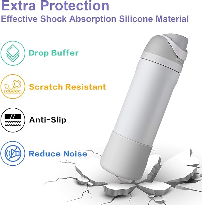 2PCS Silicone Water Bottle Boot for Owala 24oz 32oz 40oz, Protective Bottom Bumper Anti-Slip Sleeve for FreeSip, Twist, and Flip Stainless Steel Bottles, Dishwasher Safe and BPA Free