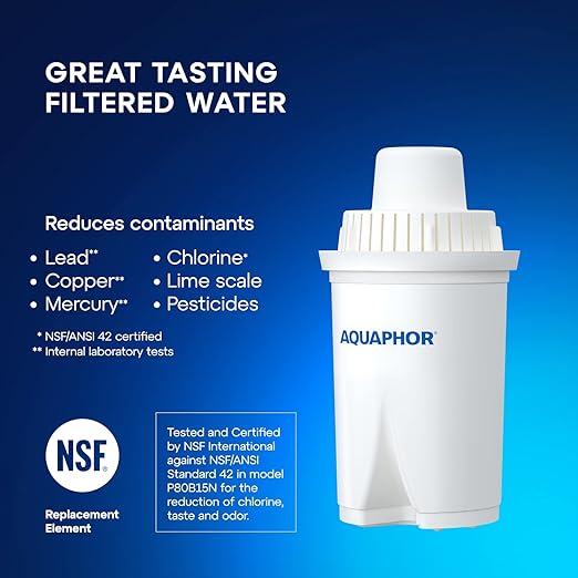 AQUAPHOR Ideal 7-Cup Water Filter Pitcher - White with 3 x B15 Filters - Fits in The Fridge Door - Reduces Limescale and Chlorine - Ideal for Seven Cups