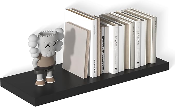 12 Inch Deep Floating Shelves for Wall 1 Pack Floating Shelves Large Storage Space Wall Mount Shelf for Living Room Kitchen Bathroom 30" W x 12" D x 1.2" H Black