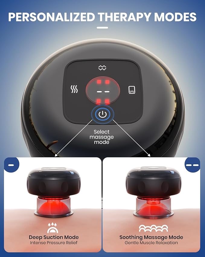 5-in-1 Electric Cupping Kit for Massage Therapy with Red Light Therapy - 24 Levels of Adjustable Suction & Heat, Portable Cupping Therapy Set for Back Pain Relief & Neck Muscle Soreness