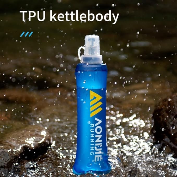 AONIJIE 2Pcs Collapsible Water Bottles, BPA-Free Soft Flask for Hydration Pack Foldable Easy to Carry (2 * 250ml bottle)