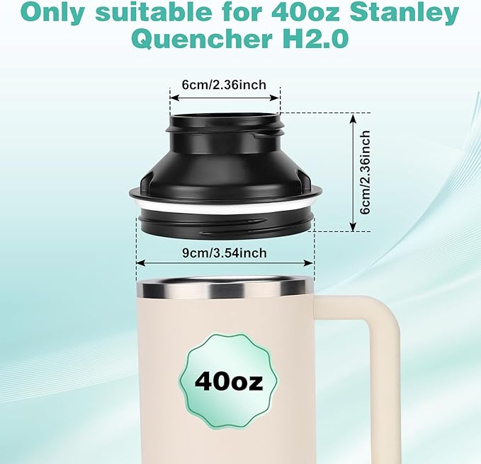 Bottle Adapter for Stanley Cup 40oz to Cirkul, Lid Cap Converter Accessories, Cirkul Stanley Adapter BPA Free Plastic, Food Grade Silicone Fits for 40 oz Stanley Water Bottles(Black)