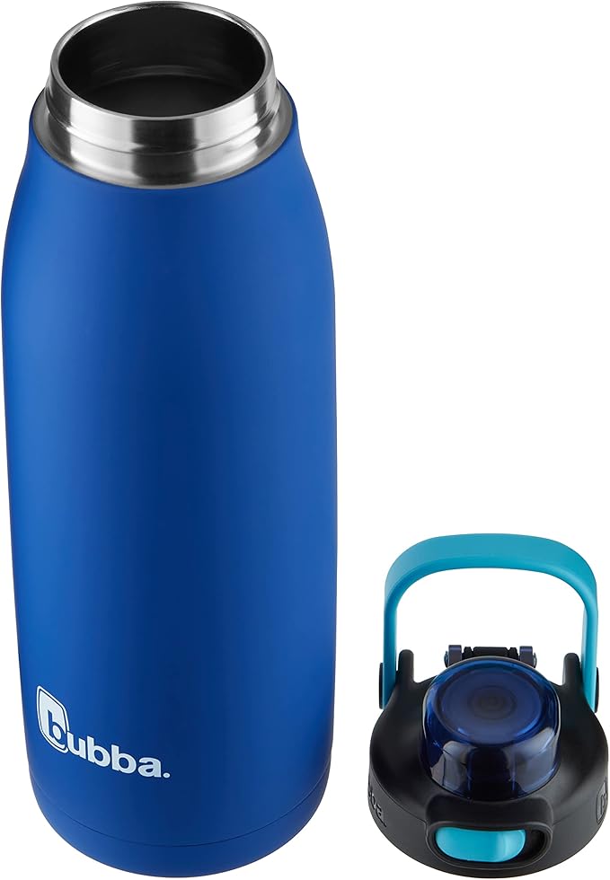 Bubba Radiant Stainless Steel Water Bottle with Push-Button Chug Lid 32oz., Cobalt Rubberized