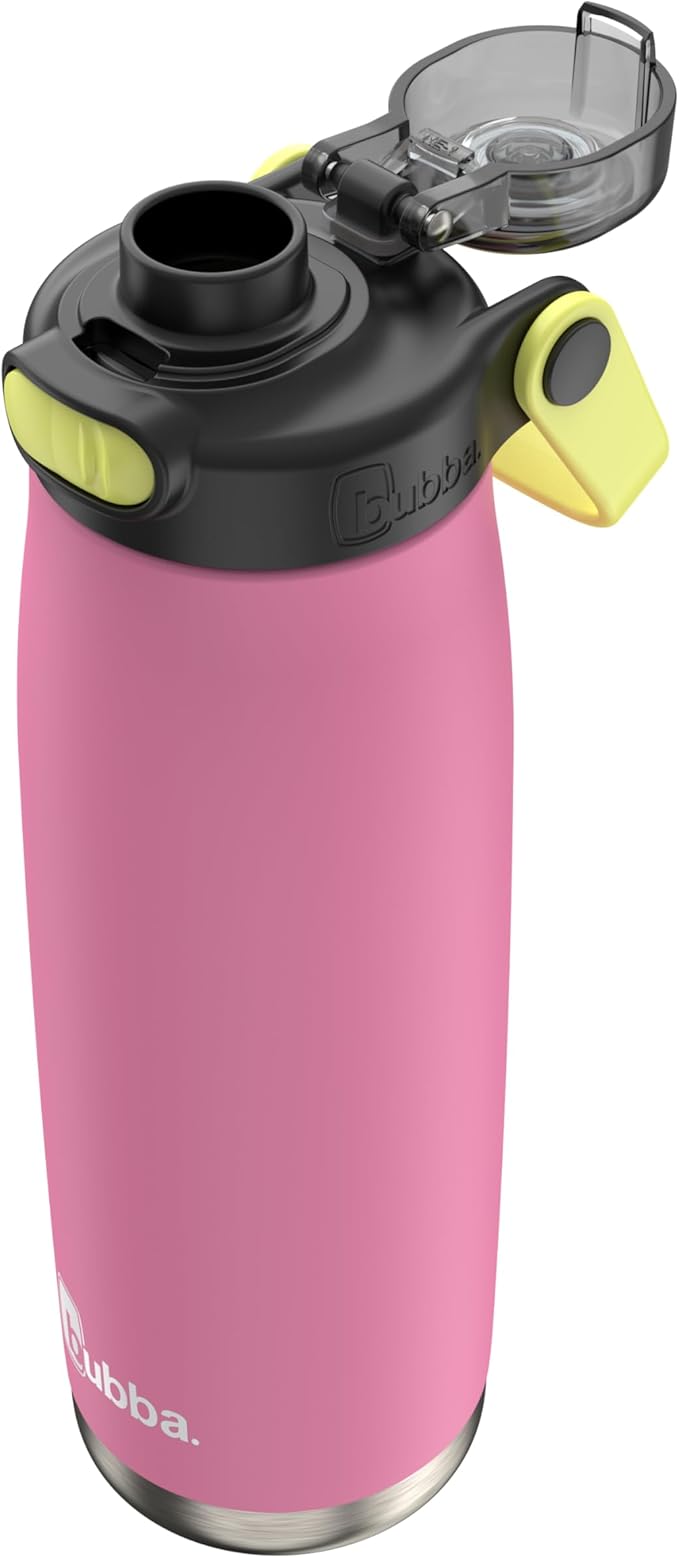 Bubba Radiant Stainless Steel Push-Button Chug Lid, 24oz. Water Bottle, Medium, Rubberized Azalea