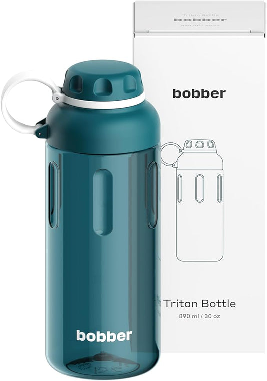BOBBER 30 oz Tritan BPA-Free Sports Water Bottle with Fruit Infuser — Leak Proof, BPA Free & Dishwasher Safe — Impact Resistant Water Bottle with Twist Cap for Yoga, Climbing, Pilates (Deep Teal)
