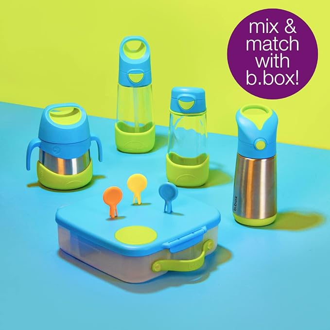 b.box 15oz Tritan Straw Bottle: Modern Water Bottle with Flip Straw for Toddlers & Kids. Spill Proof, Leak Proof, BPA Free. Great for School/Daycare or Next Step After Sippy Cups (Emerald Forest)