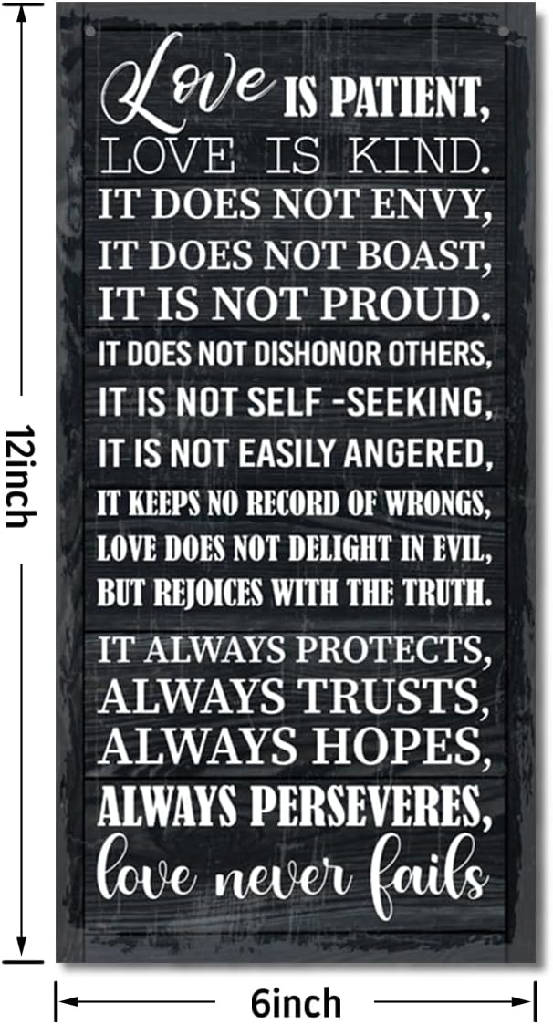 1 Corinthians 13:4-8 Inspirational Hanging Wood Decor Sign, Printed Wood Sign, Love is Patient, Love is Kind Quote, Hanging Bible Verses Woods Wall Signs, Rustic Home Decor Signs, Christian Gift A1