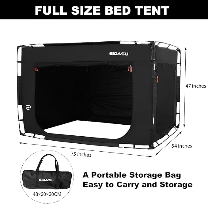 Bed Tent Bed Canopy Full Size - Portable Sleeping Tent for Kids and Adults - Indoor Privacy Space on Bed with 3 Doors-75in x 54in x 47in (Mattress Not Included)