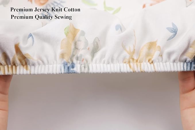 Bassinet Sheets Compatible with SNOO Smart Sleeper, Dream On Me Lacy Portable and Safety 1st Sleeper Bassinet, 2 Pack, 100% Jersey Knit Cotton 190GSM, Ultra Soft Breathable, Fox Deer and Elephant