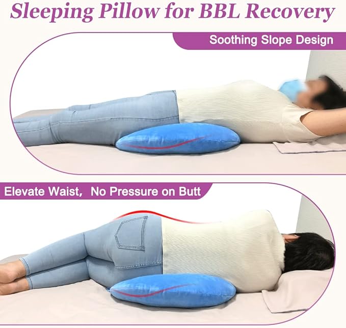 AOSSA BBL Pillow after Surgery Butt Brazilian Butt Lift Pillow BBL Sleeping Booty Pillow Booty for Sitting Sleeping Driving Lumbar Back Cushion Seat Foam (Blue)