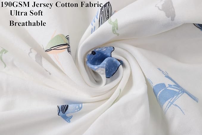 Bassinet Sheets Compatible with Baby Delight Go with Me Slumber Bassinet/Beside Me Doze Deluxe Bedside Bassinet, 2 Pack, 100% Jersey Knit Cotton 190GSM, Ultra Soft Breathable, Dolphin and Whale