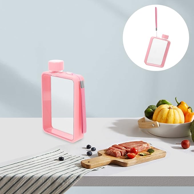 BESPORTBLE Water Bottles Flat Water Bottle: Portable Travel Flask A5 Water Bottle, 13oz Flat Travel Mug for Camping Gym Fitness Sports Camping Accessories