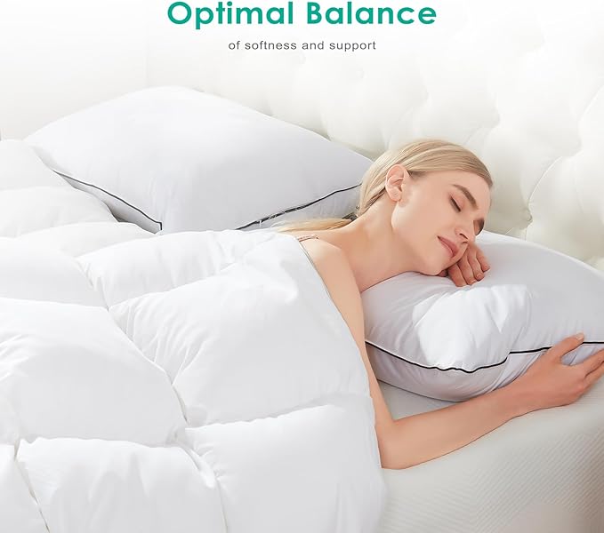 APSMILE Deep Sleep Feathers Pillows, AirF™ Hotel Collection Goose Feather Down Pillow Inserts with Organic Cotton Cover, King Size Bed Pillows for Sleeping (White, 20"x36")