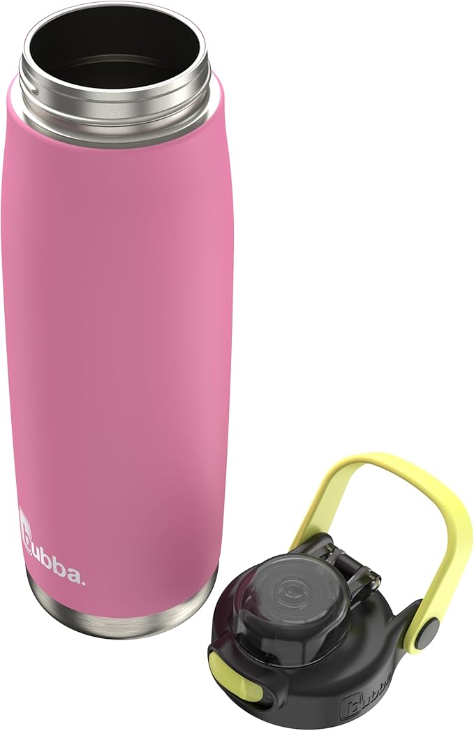 Bubba Radiant Stainless Steel Push-Button Chug Lid, 24oz. Water Bottle, Medium, Rubberized Azalea