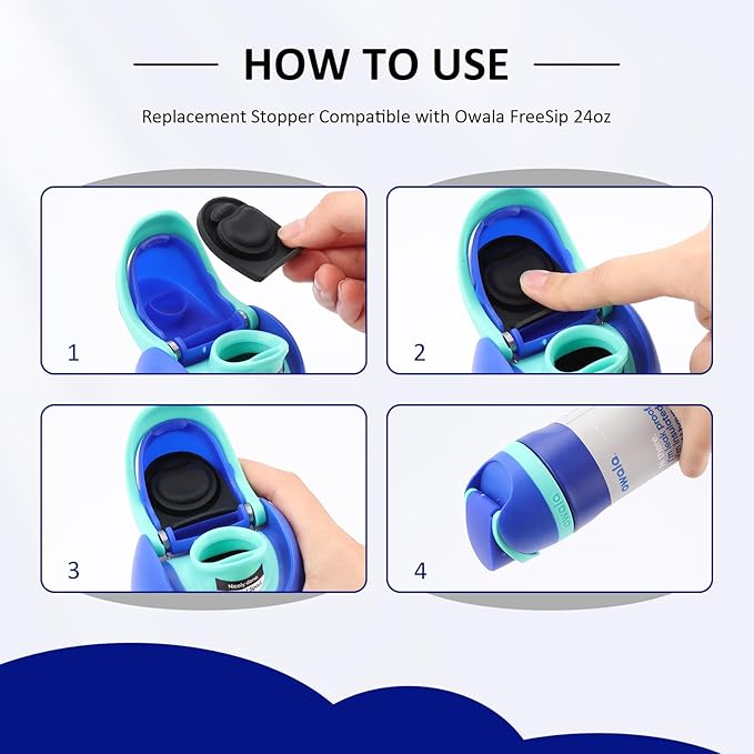 2PCS Replacement Stopper Compatible with Owala FreeSip 24oz, and Anti-Slip Protective Sleeve for Owala 24oz Water Bottle, Protects 24oz FreeSip Stainless Steel Water Bottles