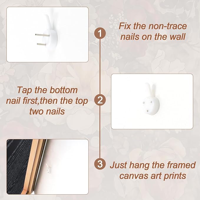 Aurlan Dark Moody Boho Wildflowers Wall Art Set(16"x24"), 3 Pieces Vintage Mid Century Modern Floral Framed Canvas Artwork, Large French Penoy Botanical Wall Decor for Office Bedroom Living Room