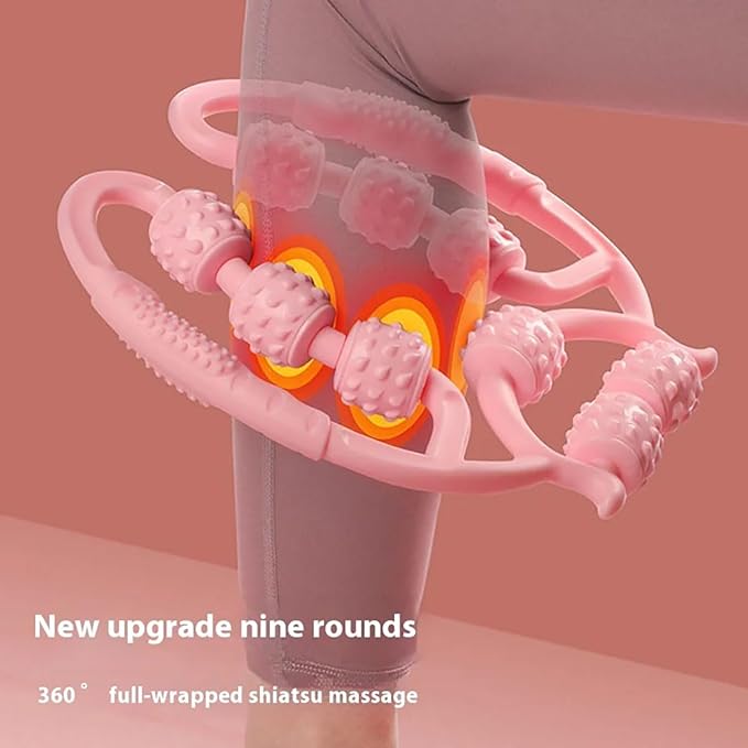 10 Roller Circular Leg Massager with Bonus Massage Stick – Manual Back & Leg Rollers, Relajador de Piernas Set, Circular Leg Clamp Roller for Neck, Arms & Legs (Blue)