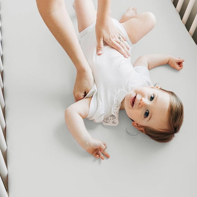 2-Pack Crib Sheets for Boys,Girls - Viscose Derived from Bamboo Fitted Crib Sheet, Organic Baby Crib Sheets, Crib Mattress Sheet,Toddler Bed Sheets,Baby Sheets for Crib Fitted Sheets(French Gray)