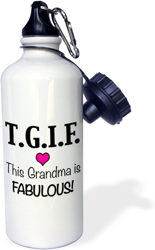3dRose TGIF This Grandma is Fabulous, Pink-Sports Water Bottle, 21oz , 21 oz, Multicolor