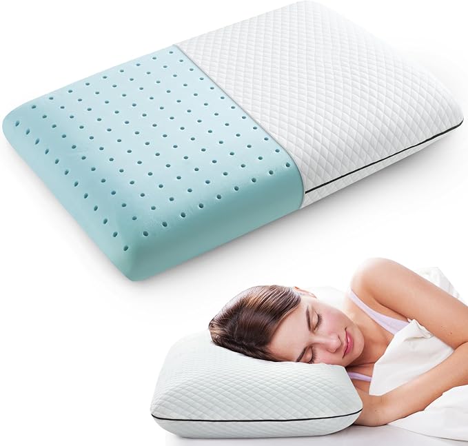 Best Soft Memory Foam Pillow, Ventilated and Breathable Cooling Pillow for Sleeping,Oeko-TEX & CertiPUR-US Double Certification,23.5x14x4.5 Inches (1 Pack)
