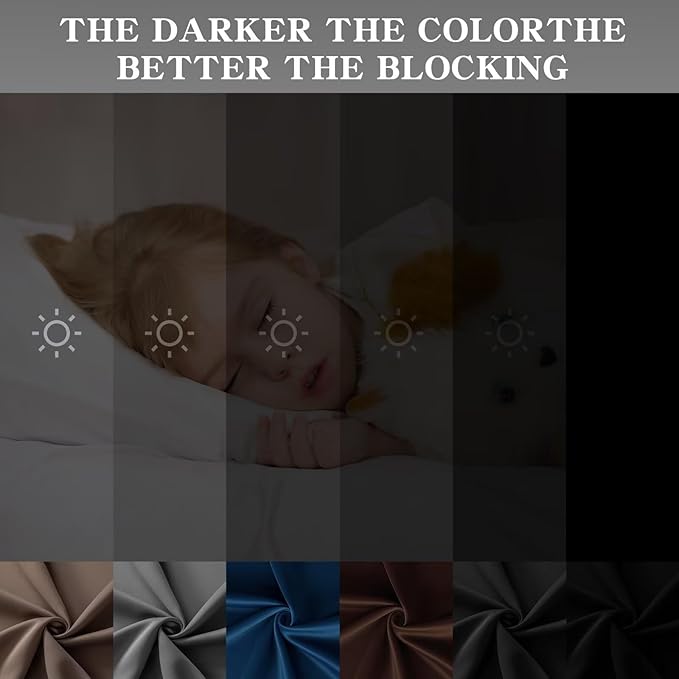 Blackout Curtains 72 Inch Length for Bedroom, Thermal Insulated Blackout Curtains 2 Panels Set, Solid Grommet Privacy Room Darkening Drapes for Living Room Windows(W52 x L72, Chocolate)