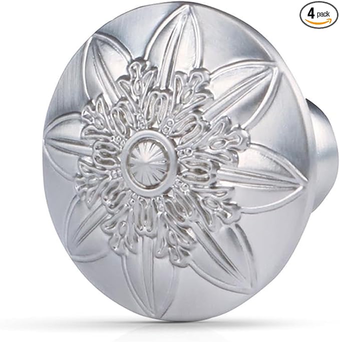 4 Pack Brushed Nickel Cabinet Knobs Dresser Knobs,1-2/5" Round Nickel Knobs for Dresser Drawers,Ktichen Cabinet Knobs Handles for Cabinets and Drawers Brushed Nickel Drawer Knobs