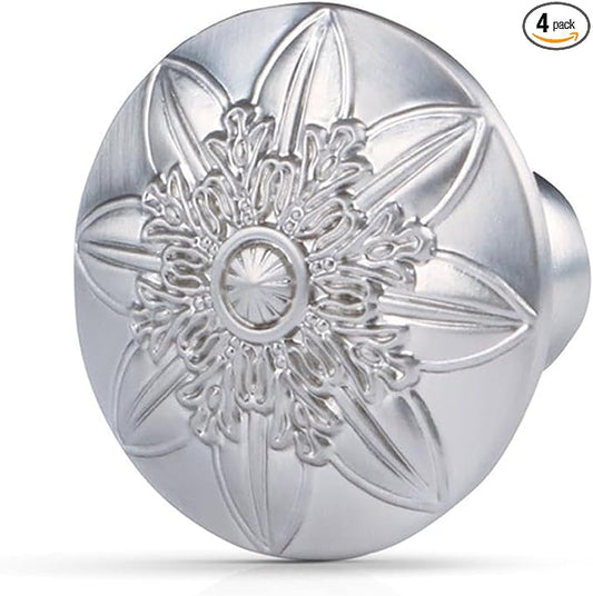 4 Pack Brushed Nickel Cabinet Knobs Dresser Knobs,1-2/5" Round Nickel Knobs for Dresser Drawers,Ktichen Cabinet Knobs Handles for Cabinets and Drawers Brushed Nickel Drawer Knobs