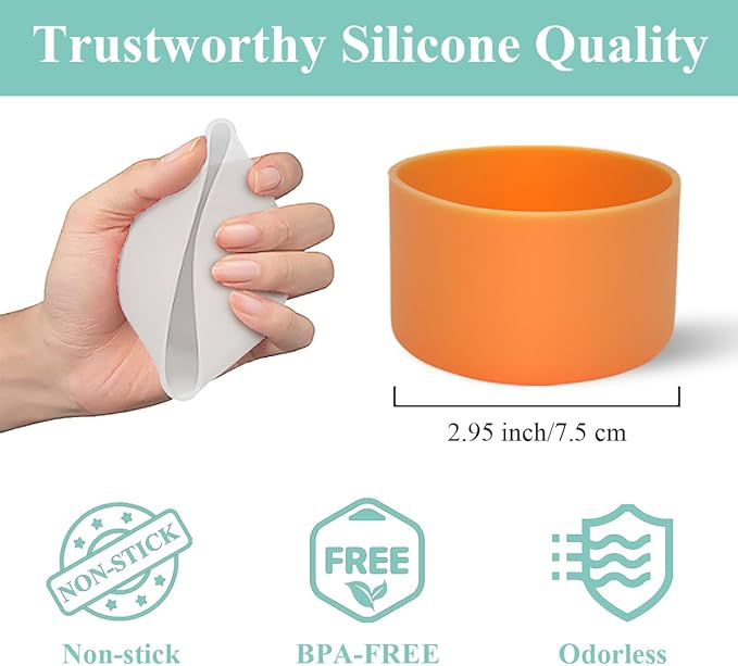 2 PCS Silicone Protective Boot for Yeti Rambler 20oz/25oz/30oz/35oz Tumbler, Anti-Slip Protective Silicone Water Bottle Bottom Boot Sleeve Cover for Yeti Tumbler [Orange+Transparent]