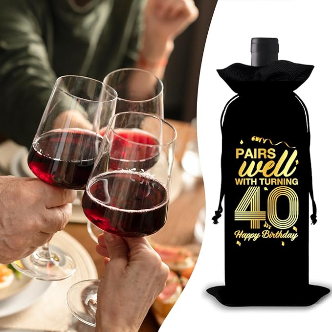 40th Birthday Gifts Wine Bag Congratulations Gifts for Women Men Parents Mom Dad Anniversary 1984 Birthday Wine Gift Bag