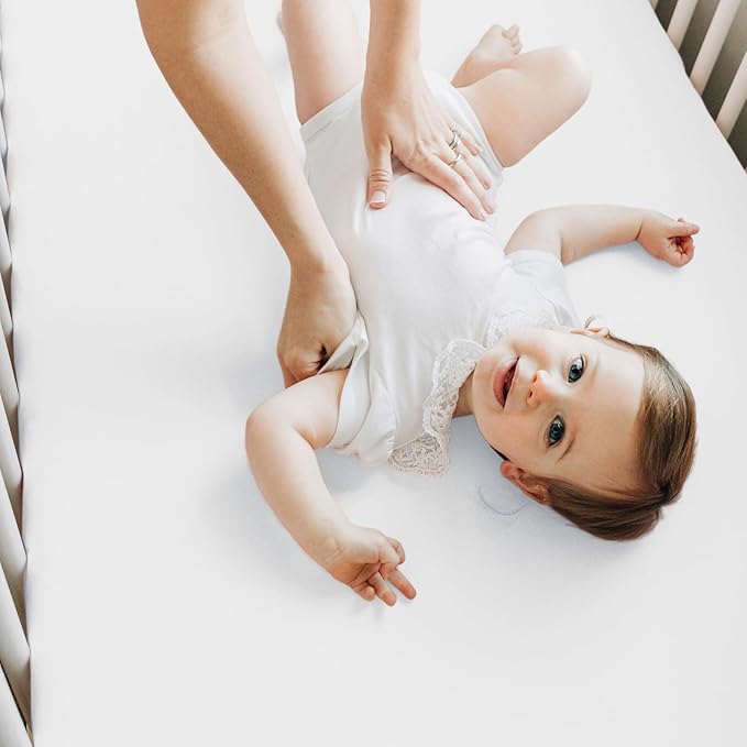2-Pack Crib Sheets for Boys,Girls - Viscose Derived from Bamboo Fitted Crib Sheet, Organic Baby Crib Sheets, Crib Mattress Sheet,Toddler Bed Sheets,Baby Sheets for Crib Fitted Sheets(Soft White)