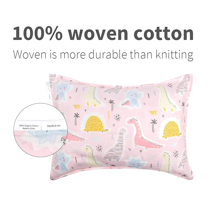 ALVABABY Toddler Pillowcases Fits 13 x 18,12x 16 Kids Pillow Cover Organic Cotton Baby 2 Packs Envelope Kids Pillowcases for Boy Girl Sleeping Travel 2TPW28A