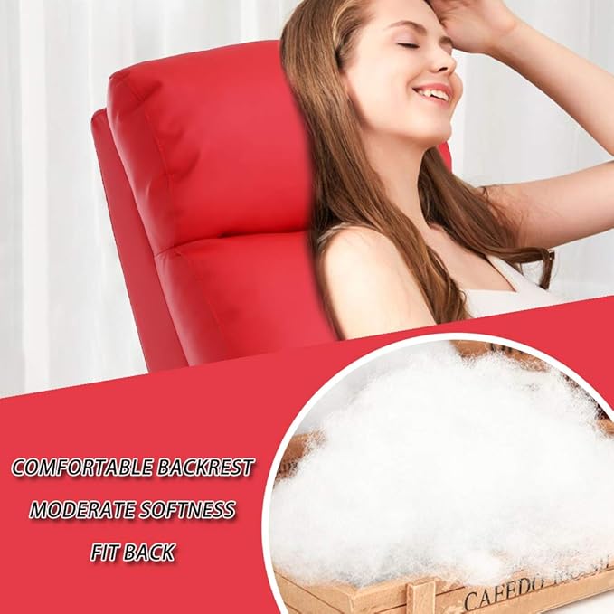 BestMassage | Recliner Chair | with 2 Point Massage Function | Pu Red | with Lumbar Support, Adjustable Push Back, Footrest & Padded Seat | Easy Assembly | for Living Room, Home Theatre