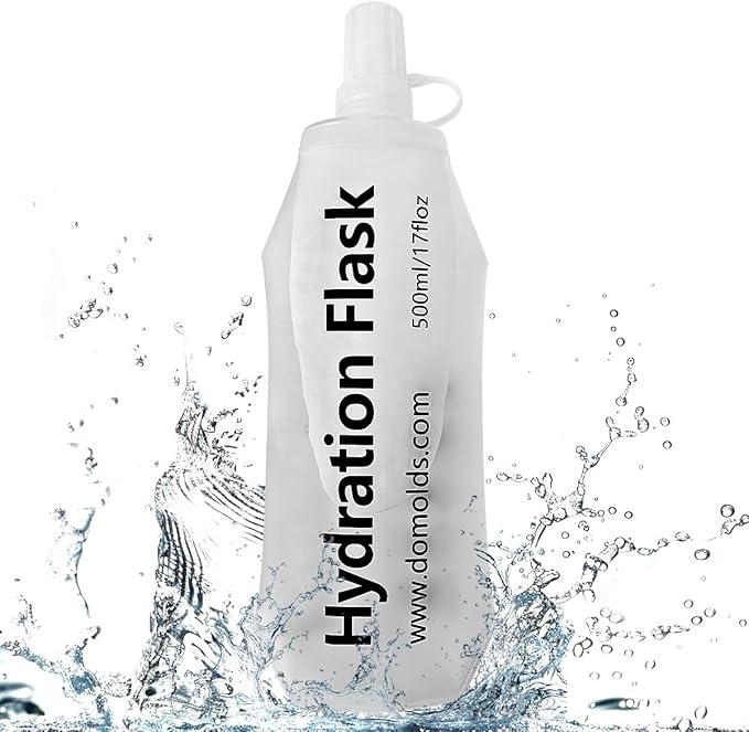 500ML Soft Flask, Running Water Bottle Foldable TPU Hydration Flask for Running Hydration Pack Cycling Hiking Marathon, Clear