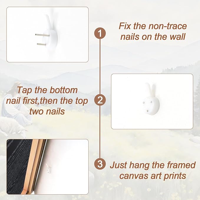 Aurlan Christian Jesus with Lost Sheep Wall Art(40"x20"), Boho Religious Lamb The Good Shepherd Psalm 23 Canvas Artwork, Large Abstcat Watercolor Vintage Nature Landscape Bible Story Decor for Home Dining Room Christ Gift