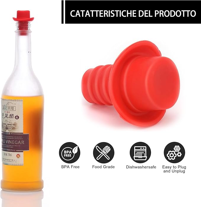 5PCS Fat Separator,Silicone Gravy Fat Separator Stopper Replacement for OXO,Leakproof Wine Toppers Keep Wine Fresh for Up to a Week with Airtight Seal