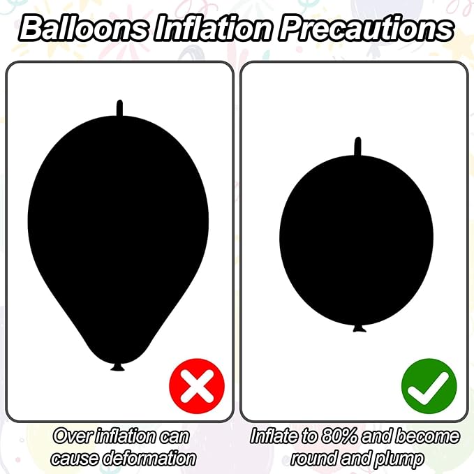 Black Linking Balloons, 100PCS Linked Balloon with Tail for Balloon Wall Arch and Chains, Quick Linkable Balloons for Wedding Birthday Baby Shower Engagement Graduation Party Decorations (10inch)