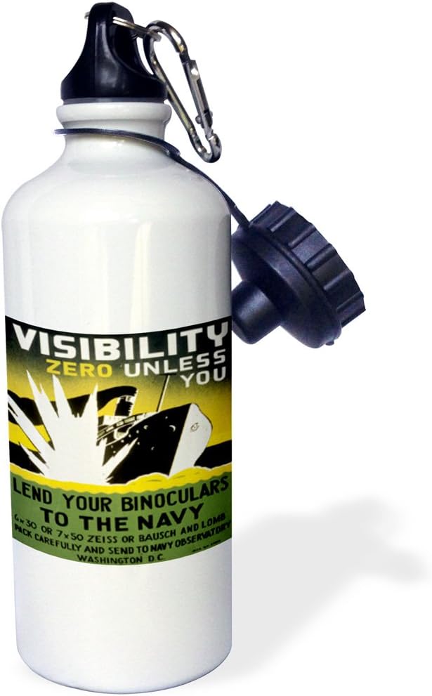 3dRose Lend Your Binoculars to The Navy Washington DC Wartime Poster-Sports Water Bottle, 21oz , 21 oz, Multicolor