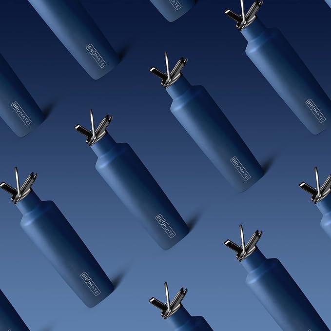 BrüMate ReHydration Mini Kids Water Bottle | 100% Leakproof Insulated Water Bottle for Kids with Straw | Stainless Steel Water Canteen | Perfect Kids Water Bottle for School | 16oz (Matte Navy)