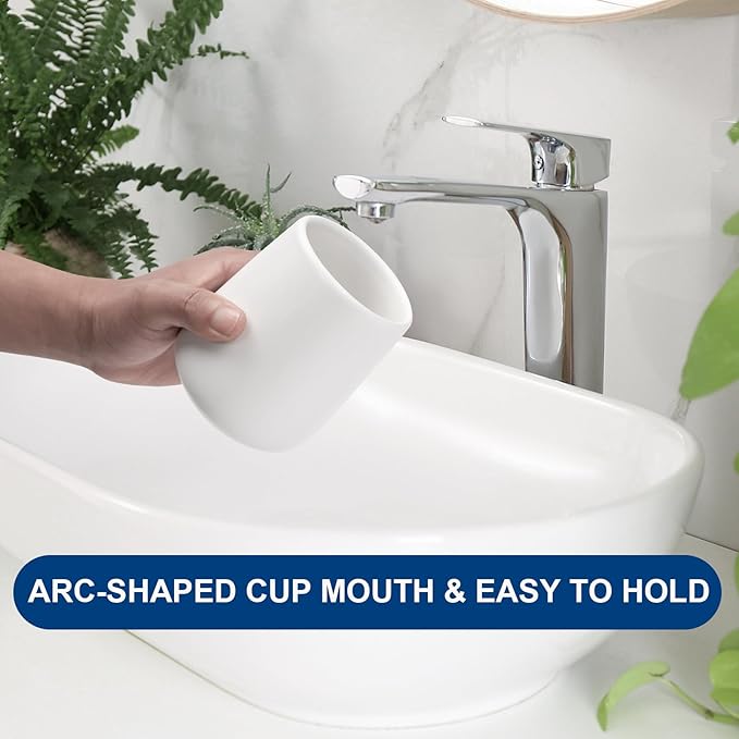 Bathroom Tumbler Cup Ceramic 13.5oz Reusable Toothbrush Cup 400ml, Toothbrush Holder Adequate for Your Bathroom (White)