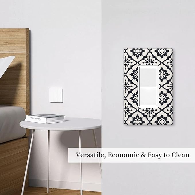 Black And White Funny Plastic Wall Plate Decorative Single Rocker Light Switch Cover For Women Girls Bedroom Kitchen Living Room