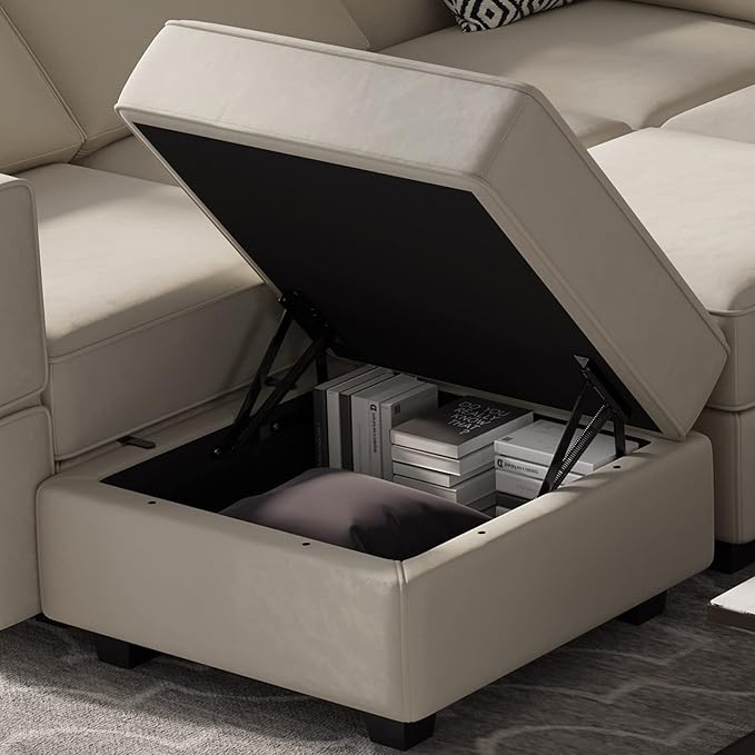 Belffin Modular Sectional Sofa with Reversible Chaise L Shaped Couch with Ottoman Modular Sofa Couch with Storage Grey